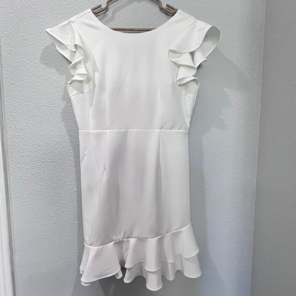 TCEC White V Back Ruffle Dress NWOT